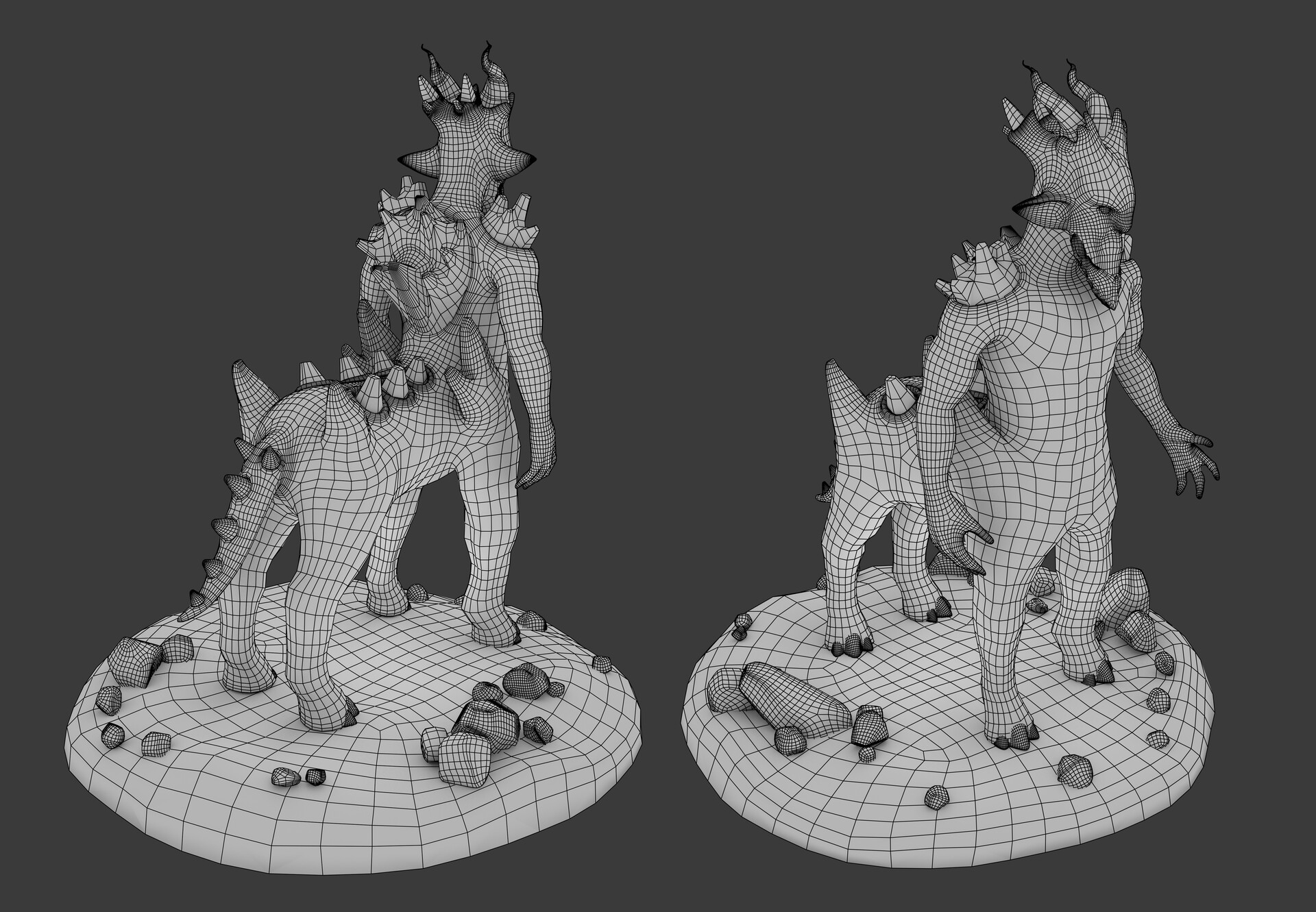 3D character — wireframe and topology