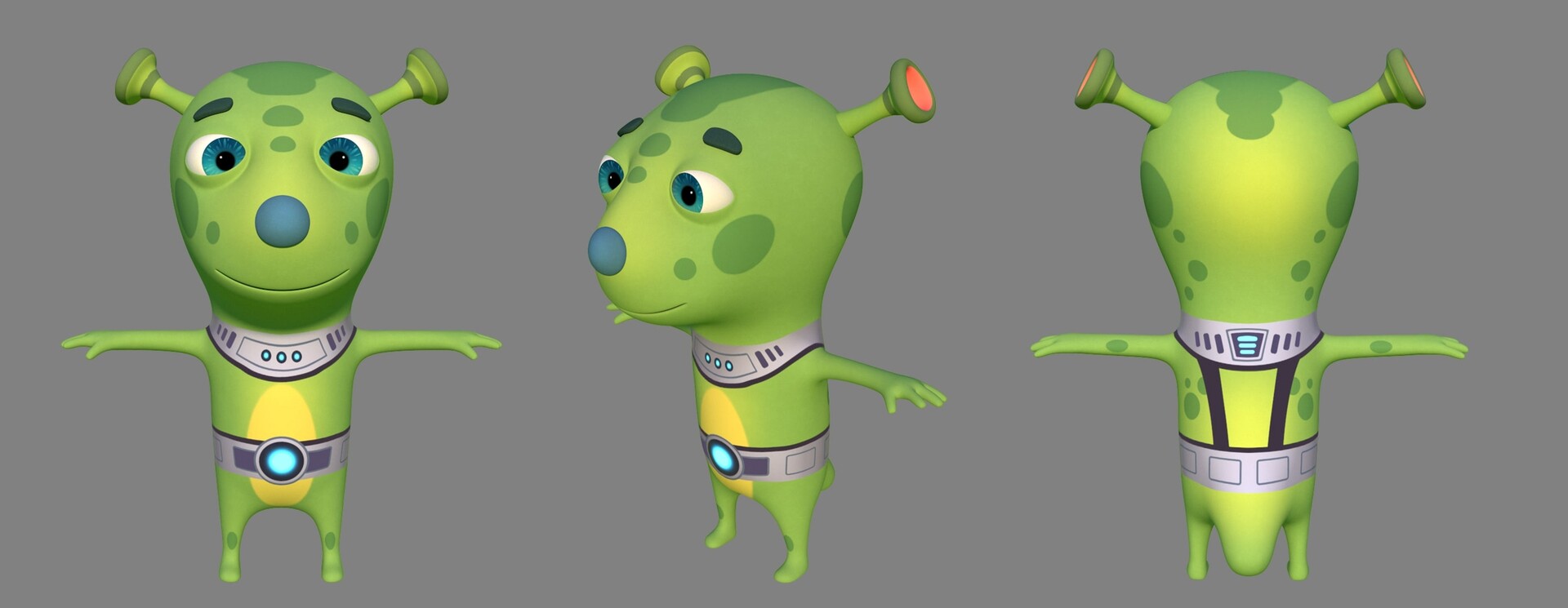 Character turnaround — shading and texturing